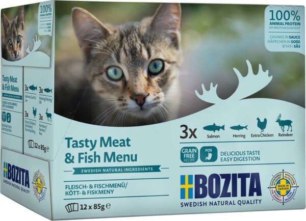 Bozita Tasty Meat & Fish Menu i Sås 12x85g