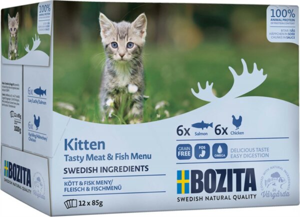 Bozita Kitten Tasty Meat & Fish i Sås 12x85g